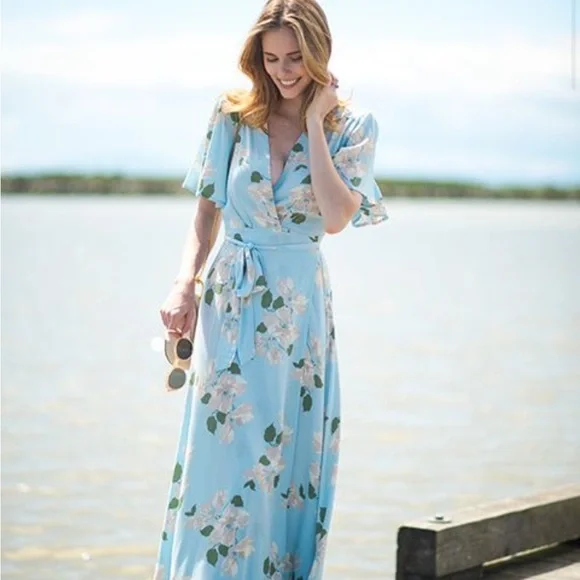 Privacy Please Dresses | Privacy Please Wrap Dress | Color: Blue/Cream | Size: S | Gcalvello's Closet